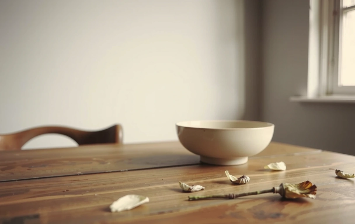 Cuenco minimalista en una mesa de madera